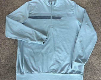 TravisMathew Mens Quarter Zip Pullover Light Blue Stripe Golf Sweater Large