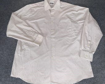 Van Heusen Mens Flex Collar Regular Fit Stretch Dress Shirt 17.5 34/35 Grid