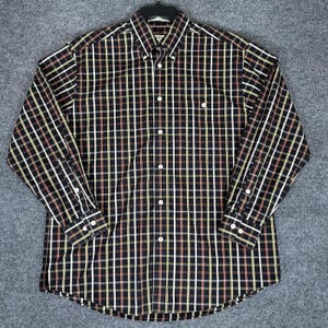 Orvis Shirt Men Large Colorful Plaid Long Sleeve Button-Down Pocket Casual Adult