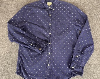 J.Crew Mens Secret Wash Slim Untucked Shirt Navy Floral M Long Sleeve Button Up