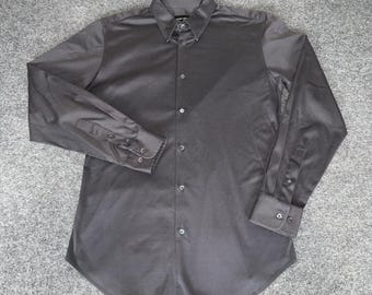 Giorgio Armani Borgo 21 Mens Gray Cotton Button Up Shirt Italy Size 41 16