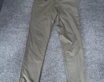 Lululemon ABC Pant Slim Mens 34x33 Olive Green Warpstreme Stretch Golf Casual