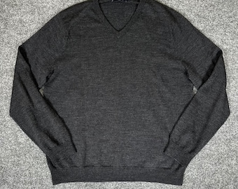 J.Crew Merino Wool Sweater V-Neck Pullover Soft Knit Gray XL