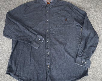 Timberland PRO Mens XXL Grey Cotton Work Shirt Long Sleeve Workwear Outdoor