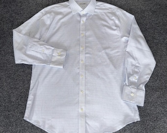 Twillory Men Safe Cotton Non-Iron Tailored Fit Dress Shirt Blue White 16.5 32/33