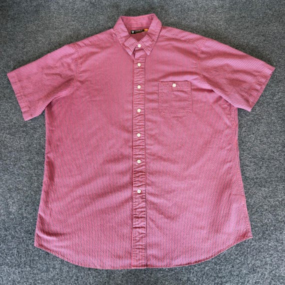 Cremieux Seersucker Shirt Mens XL Red Striped Short Sleeve Button Up Casual Top Cremieux Seersucker Shirt Mens XL Red Striped Short Sleeve Button Up Casual Top