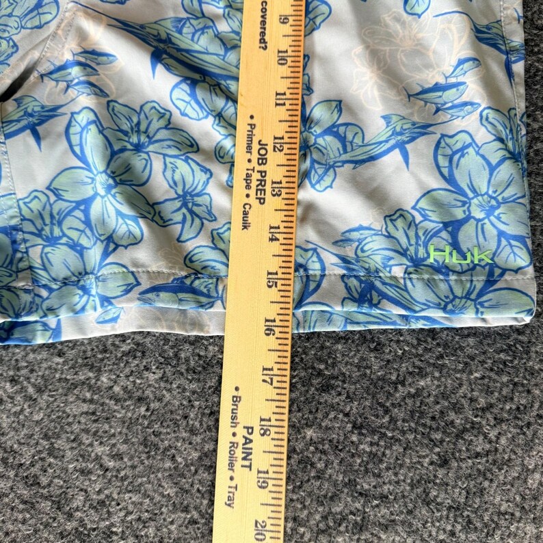 HUK Shorts Men Medium 30x5 Blue Floral Swim Trunks Fishing Quick Dry Performance imagem 7