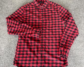 J.Crew Mens Slim Fit Flannel Shirt Red Black Buffalo Check Plaid Small Casual