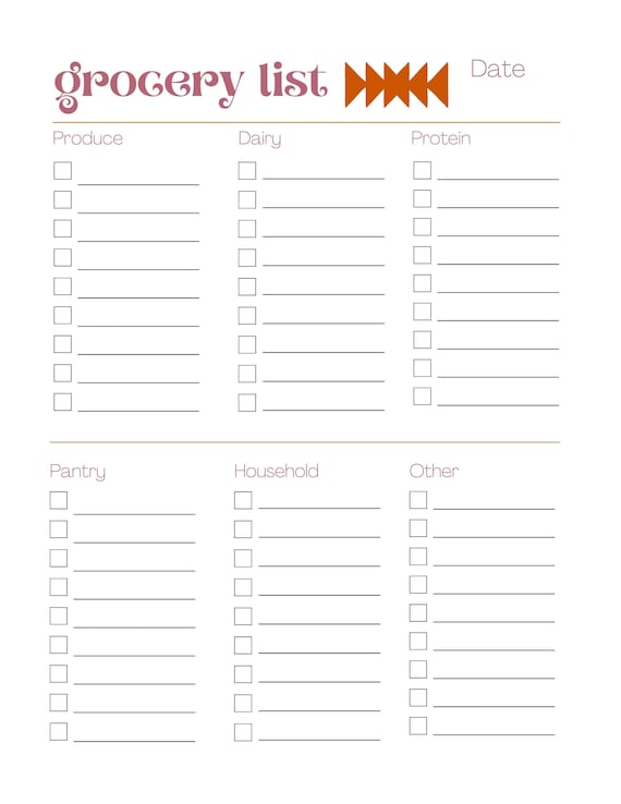 Printable Grocery List Shopping List PDF Digital Download - Etsy