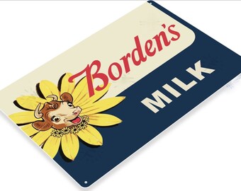 Borden 11x8 inch Tin Sign Condensed Milk 1856 an American Heritage Brand Gail Borden Union Army largest distributor of fluid milk ice cream