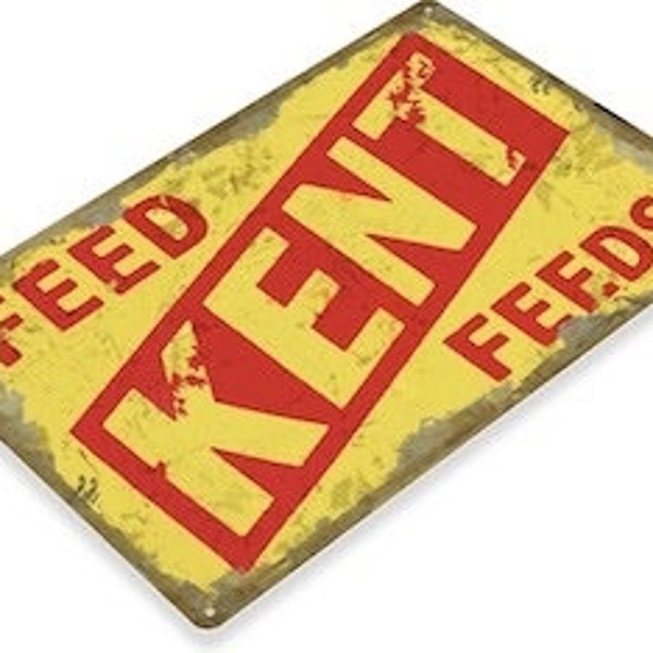 Kent Feeds 11x8 Tin Sign livestock feed farm barn nutrition poultry horse dog swine sheep dairy beef cattle ad advertisement rusty poster