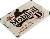Mobiloil 11x8 inch Tin Sign Gas and oil Pegasus Socony Vacuum Gargoyle Petroleum Mechanic Garage Man Cave Mobil Rustic Can