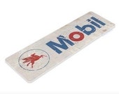 Mobiloil 11x4 inch Tin Sign Gas and oil Pegasus Socony Vacuum Gargoyle Petroleum Mechanic Garage Man Cave Mobil Rustic