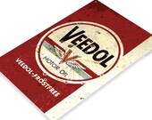 Veedol 11x8 inch Tin Sign Gasoline globe advertisement ad refining station service metal poster rusty can gallon petroleum Tydol