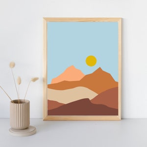 Desert Landscape Poster (Digital Download) | Bohemian, Minimalist Home Decor, Desert Wall Art, Nature, Cactus, Sand Dunes, Gallery Wall