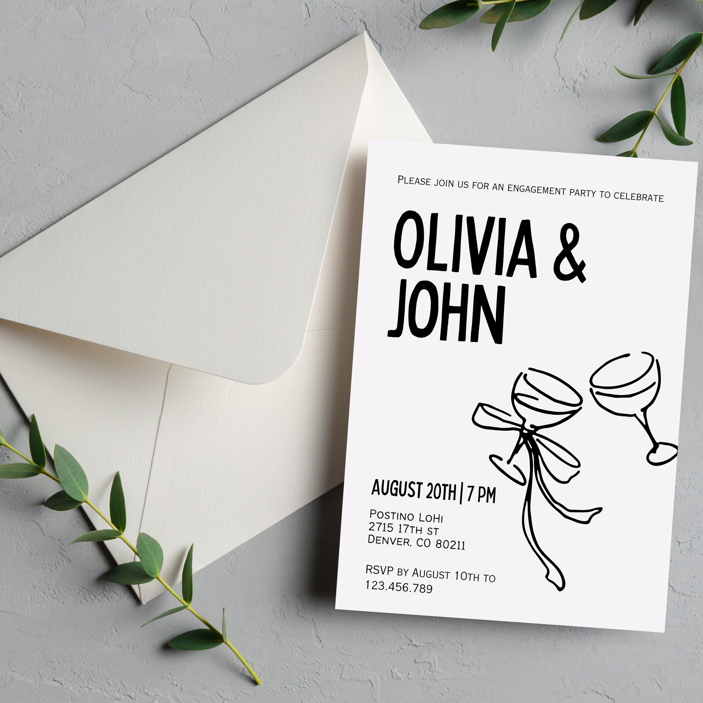 Cheers Engagement Party Invitation Template digital Download Engagement