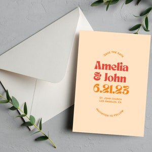 Bold Save the Date Template | Colorful Wedding Template, Retro Save the Date, Save the date download, Save our Date, Retro Wedding, Template