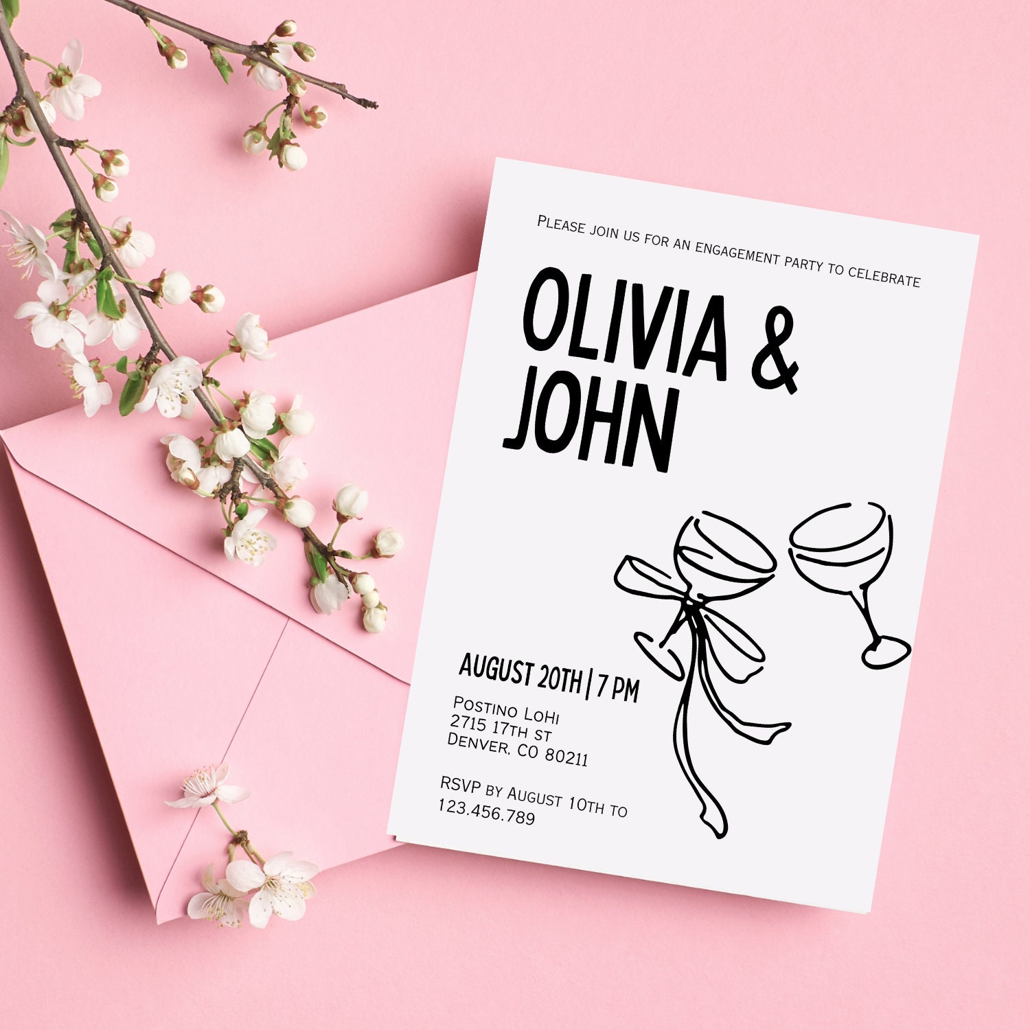 Cheers Engagement Party Invitation Template digital Download Engagement