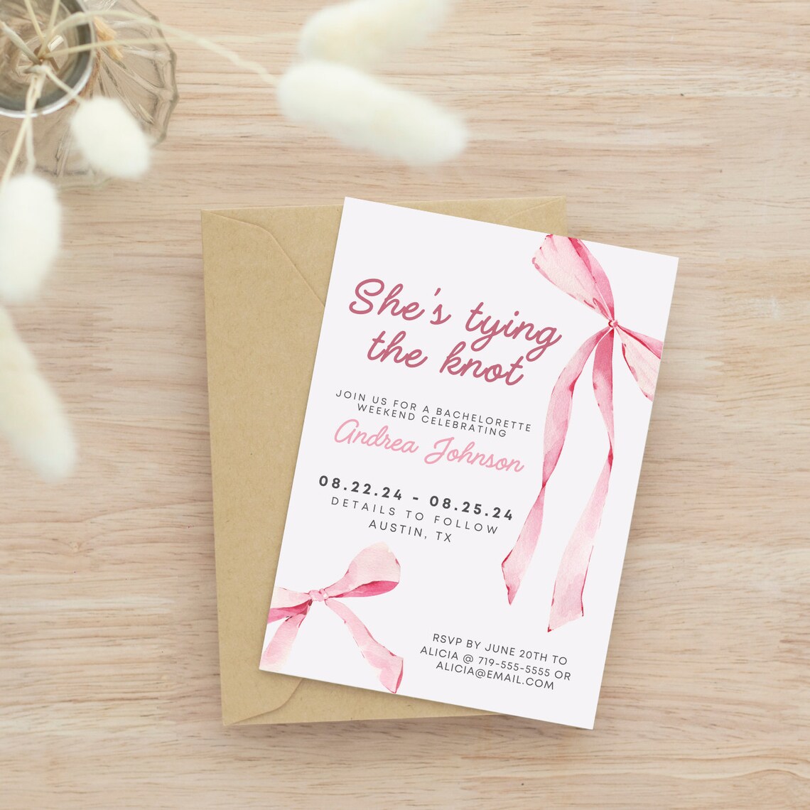 Tying the Knot Bachelorette Party Weekend Invitation & Itinerary DIY ...