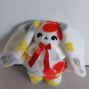 Handmade Bunny Plush, Embroidery Plush, Cute Bunny, Plush For Friend, Flower Embroidery