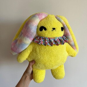 Handmade Bunny Plush, Embroidery Plush, Cute Bunny, Plush For Friend, Flower Embroidery