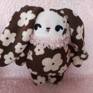 Handmade Bunny Plush, Embroidery Plush, Cute Bunny, Plush For Friend, Flower Embroidery
