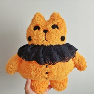 Handmade Cat Plush, Embroidery Plush, Cute Cat, Plush For Friend, Flower Embroidery