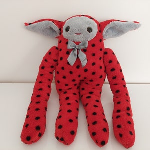 Red Cute Plush, Sweet Plushie, Ooak, Handmade Toy, Stuffed Plush