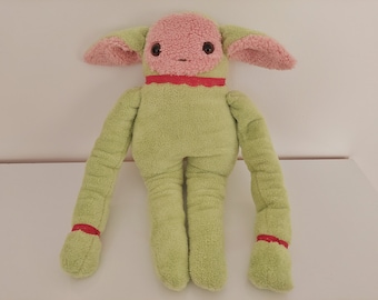 Peluche verde lindo, dulce peluche, Ooak, juguete hecho a mano, peluche relleno