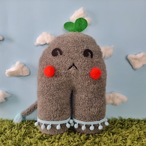 Grey Cute Plush, Sweet Plushie, Ooak, Handmade Toy, Stuffed Plush