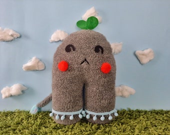 Peluche gris hecho a mano, dulce animal de peluche