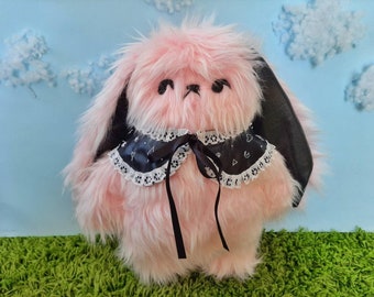 Handmade Bunny Plush, Embroidery Plush, Cute Bunny, Plush For Friend, Flower Embroidery