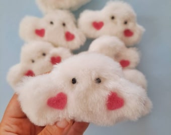 Handmade Cloud Plushie with Heart Cheeks, Cute Plush Pal