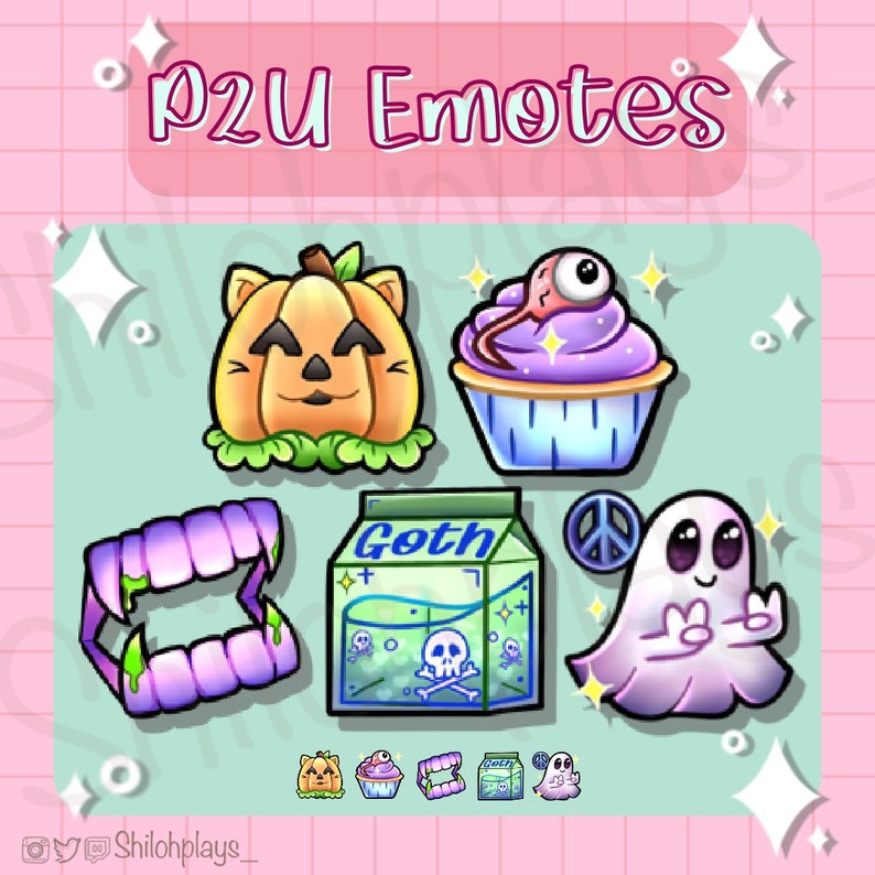5 P2U Pastel Goth Emotes EMOTE PACK Twitch/ Discord 4 Etsy UK