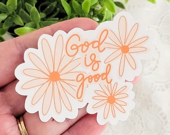 God is Good Daisy Laminated Vinyl Sticker | Christian Stickers for Bible Journaling, Faith Planning
