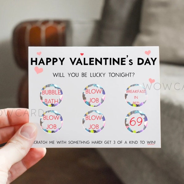 Sexy Valentine scratch off card, reveal card, Dirty valentine day scratch off card, Valentine gift, valentine for him husband boyfriend