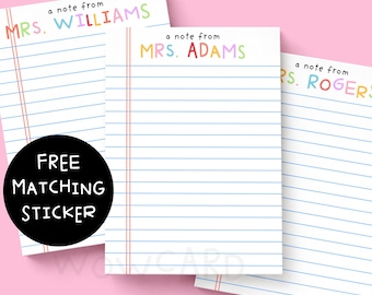 Personalized notepad, customized teacher gift, back to school gift, teachers notepad, appreciation stationery, custom Christmas presents