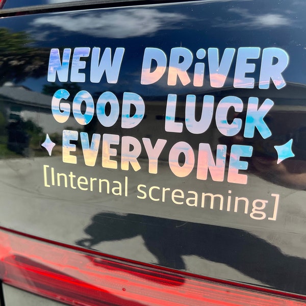 Cute Anxious Driver Vinyl Car Decal | Funny New Driver Bumper Sticker | Gen Z meme bumper decal | Nervous Student Driver Internal Screaming