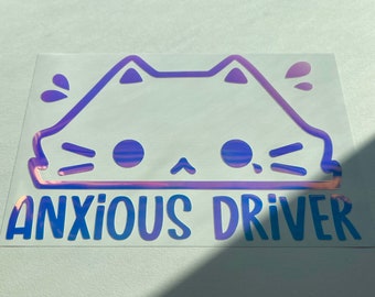 Cute Anxious Driver Please Be Patient Vinyl Car Decal | Funny New Driver Bumper Sticker | Gen Z meme bumper decal | Nervous Student Driver
