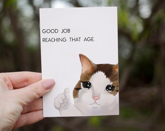 Funny cat card, Funny meme card, Sad cat meme, Watercolor cat card, Inappropriate birthday card, Funny Meme birthday card, Cute cat cards