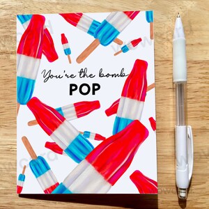 Tarjeta divertida del Día del Padre, Tarjeta de papá con juego de palabras, Tarjeta "Eres la bomba POP", Tarjeta de cumpleaños para papá, Tarjeta para papá, Regalo de cumpleaños para papá, Tarjeta para papá imagen 2