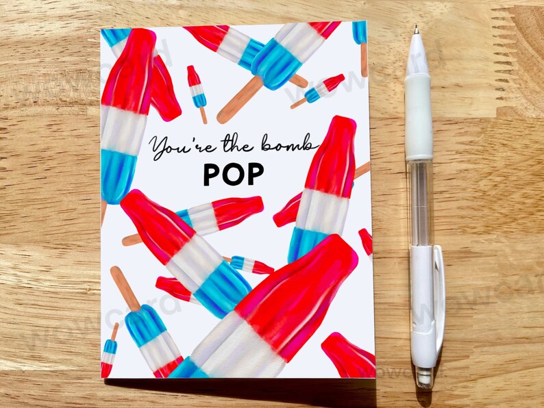 Tarjeta divertida del Día del Padre, Tarjeta de papá con juego de palabras, Tarjeta "Eres la bomba POP", Tarjeta de cumpleaños para papá, Tarjeta para papá, Regalo de cumpleaños para papá, Tarjeta para papá imagen 2