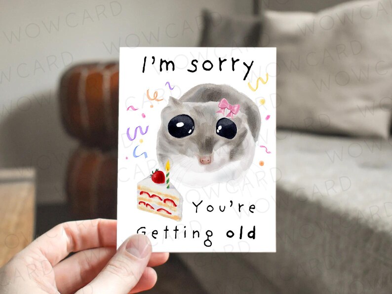 Sorry Old Sad Hamster Meme Card, I’m Sorry You’re Getting Old, I Love You, Funny ...