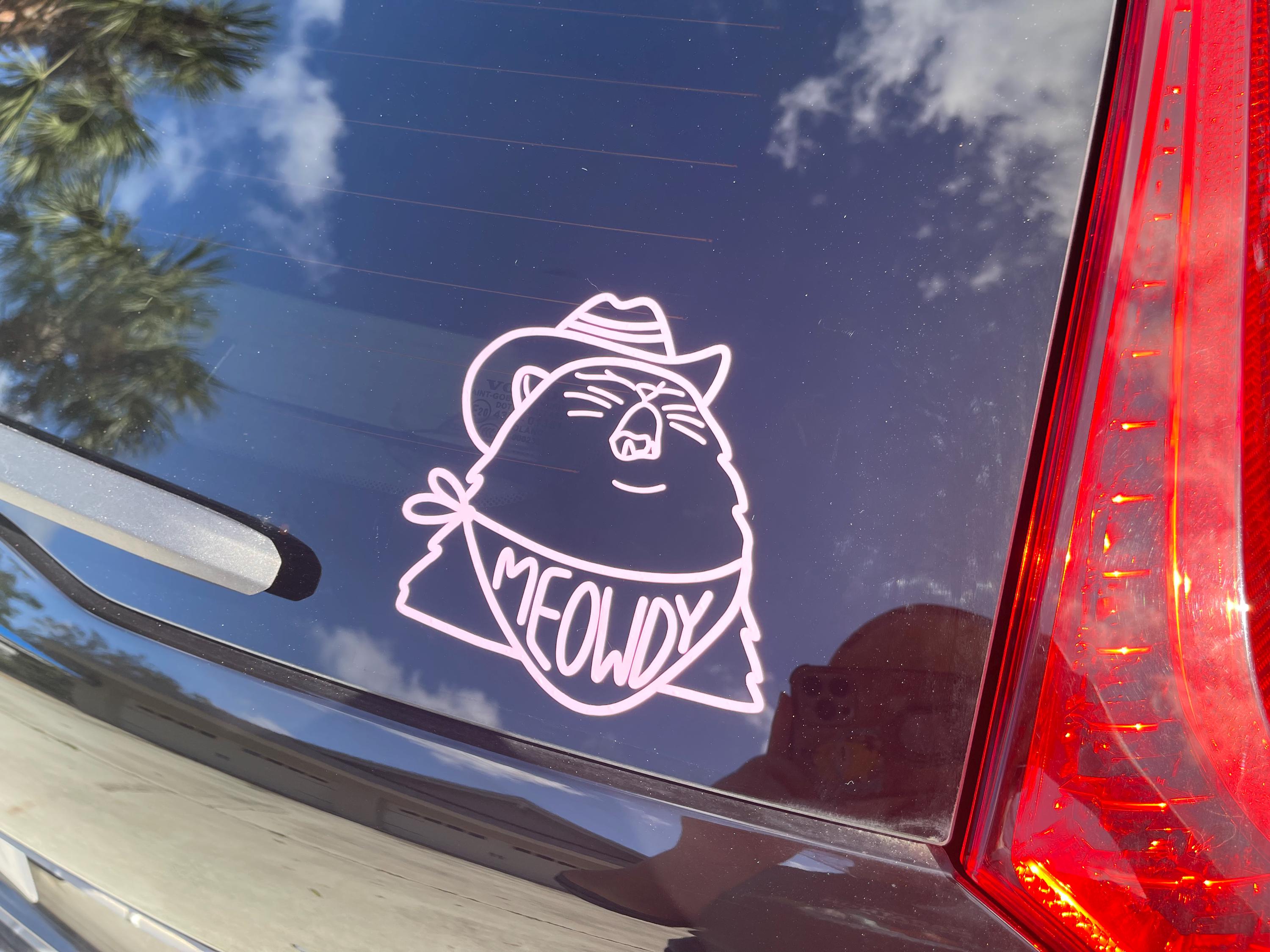 Meowdy Cute Cat Bumper Decal Howdy Sticker Vinyl Car Decal, Cat Cowboy ...