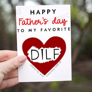 Joyeuse fête des pères à mon DILF préféré, carte à personnaliser pour la fête des pères, carte à gratter sale fête des pères, carte sexy pour petit ami de mari