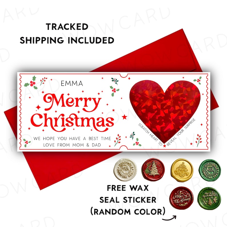 Customize Christmas card, scratch off card, Scratch to reveal, Personalized Xmas card, Holiday Surprise Scratch off Card, Scratch voucher image 6