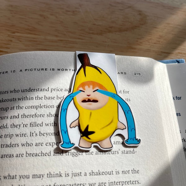 Magnetic Bookmarks Cute Crying Banana Cat meme Handmade Book Accessories Page Marker