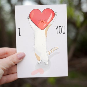 Cat Valentine Card, Pun Valentine, Funny Cat Card, Romantic Valentines, I love you card, Valentines card for girlfriend, Anniversary card