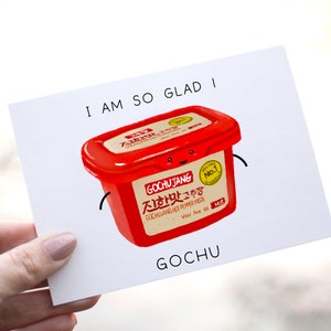 Tarjeta de aniversario con un lindo juego de palabras, tarjeta de Gochujang coreano, tarjeta de felicitación divertida, tarjeta para esposo y esposa, tarjeta para novio y novia, tarjeta para mejor amigo.