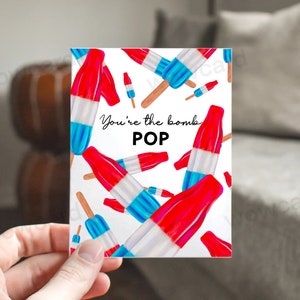 Tarjeta divertida del Día del Padre, Tarjeta de papá con juego de palabras, Tarjeta "Eres la bomba POP", Tarjeta de cumpleaños para papá, Tarjeta para papá, Regalo de cumpleaños para papá, Tarjeta para papá imagen 4